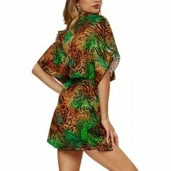 Migliore vendita 🌟 4GIVENESS CAFTANO JUNGLE DONNA Multicolor 👏 -Offerte Novità Negozio 4giveness fgcw1405 caftano in mussola mare donna 044982101 unic 2