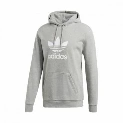 Vendita calda 🎉 ADIDAS ORIGINALS FELPA CON CAPPUCCIO TREFOIL Grigio 😍