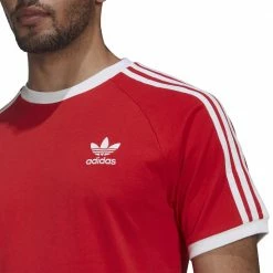 Miglior prezzo ⌛ ADIDAS ORIGINALS T-SHIRT 3-STRIPES Rosso 🧨 -Offerte Novità Negozio adidas originals he9547 t shirt 3 stripes sport style uomo 044373501 red 5