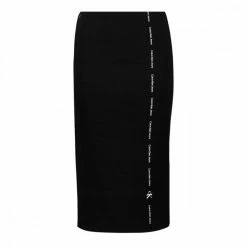 Vendita lampo 🥰 CALVIN KLEIN 👖 JEANS GONNA MIDI LOGO DONNA Nero 🎁