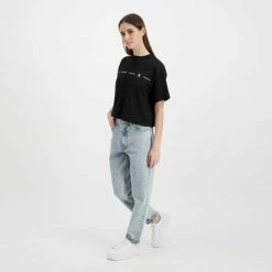 Offerte ❤️ CALVIN KLEIN 👖 JEANS T-SHIRT CROP REPEAT LOGO DONNA Nero 🛒 -Offerte Novità Negozio calvin klein jeans j20j217709 t shirt crop repeat logo donna casual donna 044968801 beh 6