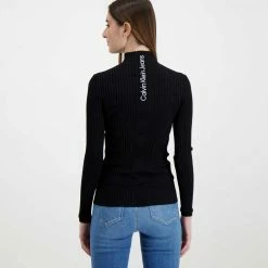 Miglior prezzo 👏 CALVIN KLEIN 👖 JEANS MAGLIA MANICA LUNGA BACK LOGO SHINY DONNA Nero ⌛ -Offerte Novità Negozio calvin klein jeans j20j217923 maglia back logo shiny donna casual donna 044970601 beh 4