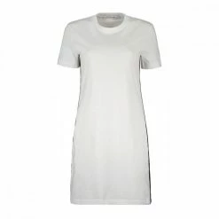 Acquistare 👍 CALVIN KLEIN 👖 JEANS ABITO SIDE CONTRAST TAPE T-SHIRT DONNA Bianco 🔥