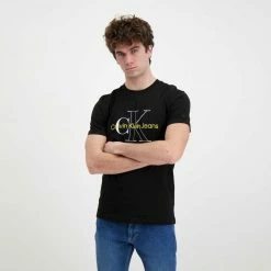Migliore vendita 🛒 CALVIN KLEIN 👖 JEANS T-SHIRT TWO TONE MONOGRAM Nero ❤️ -Offerte Novità Negozio calvin klein jeans j30j320717 t shirt two tone monogram casual uomo 044628501 beh 4