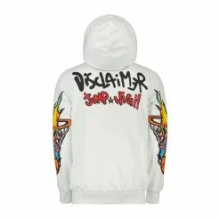 Promo ⌛ DISCLAIMER FELPA CON CAPPUCCIO JUMP HIGHT 🌟 -Offerte Novità Negozio disclaimer 51564 felpa con cappuccio jump hight casual uomo 045340401 bian 3