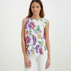 Acquistare ✔️ EMME MARELLA BLUSA SMANICATA CON BALZA ALBANO DONNA Bianco 🎁 -Offerte Novità Negozio emme marella abano blusa smanicata con balza albano donna casual donna 044636101 007 3