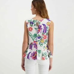 Acquistare ✔️ EMME MARELLA BLUSA SMANICATA CON BALZA ALBANO DONNA Bianco 🎁 -Offerte Novità Negozio emme marella abano blusa smanicata con balza albano donna casual donna 044636101 007 4