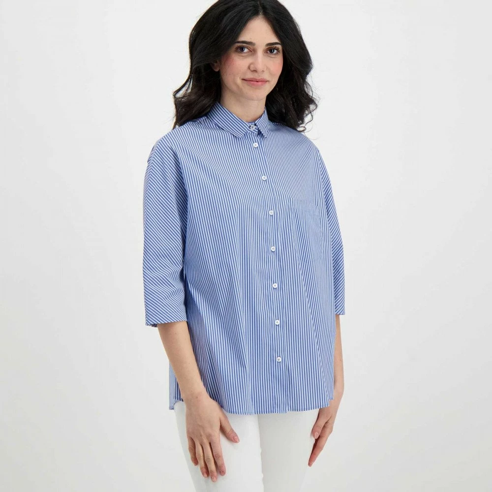 Presa β EMME MARELLA CAMICIA COZZA DONNA Bianco, Blu π 5 Presa β EMME MARELLA CAMICIA COZZA DONNA Bianco, Blu π - immagine 3