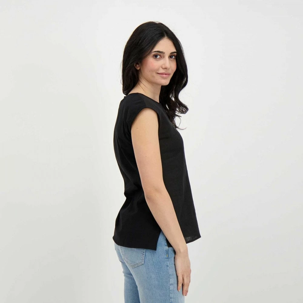 Acquistare ❤️ EMME MARELLA CAMICIA SMANICATA LINO COTONE DIRITTO DONNA Nero 🌟 7 Acquistare ❤️ EMME MARELLA CAMICIA SMANICATA LINO COTONE DIRITTO DONNA Nero 🌟 - immagine 5