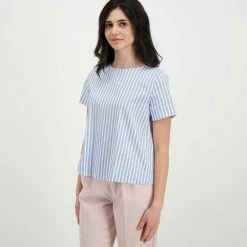 Offerte 💯 EMME MARELLA BLUSA IN POPLINE MIKI DONNA Azzurro, Bianco 🤩 -Offerte Novità Negozio emme marella miki blusa in popline miki donna casual donna 044643101 001 3