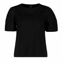 Vendita calda 🎉 EMME MARELLA T-SHIRT MANICA SANGALLO PANAMA DONNA Nero 😀