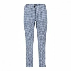 Acquistare 🔥 EMME MARELLA PANTALONI VICHY PIADENA DONNA Bianco, Blu ⌛