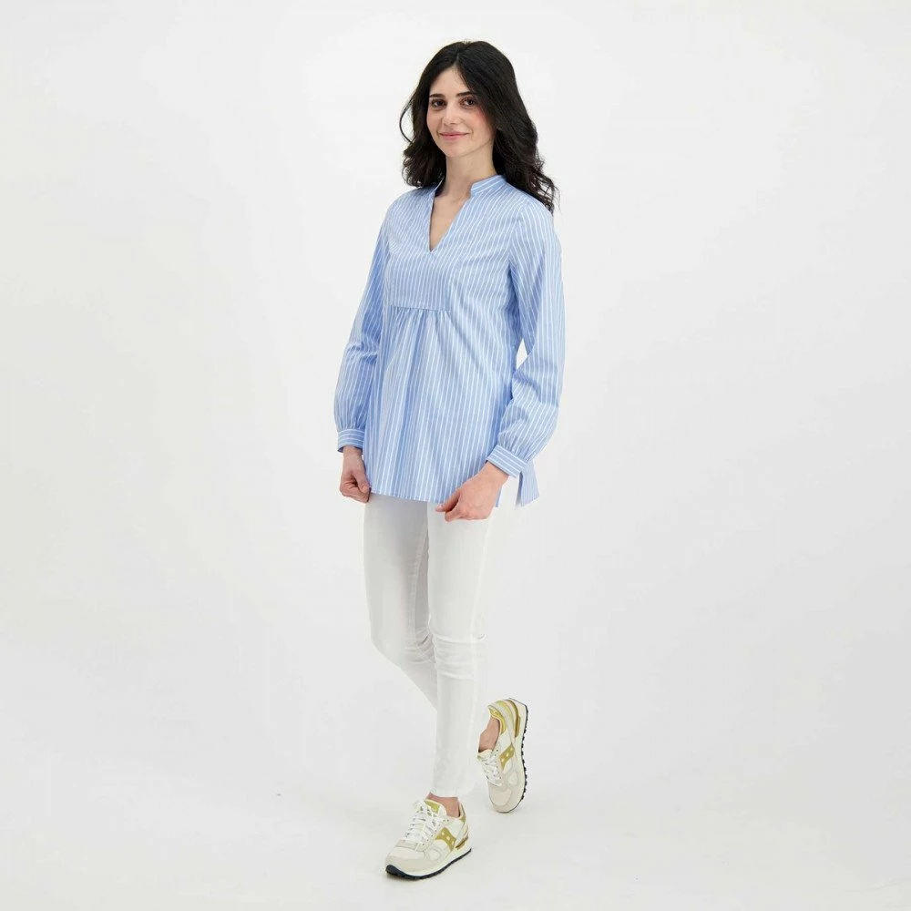 Miglior prezzo 👍 EMME MARELLA CAMICIA SCOLLO A V TOPAZIO DONNA Azzurro, Bianco 🤩 8 Miglior prezzo 👍 EMME MARELLA CAMICIA SCOLLO A V TOPAZIO DONNA Azzurro, Bianco 🤩 - immagine 6