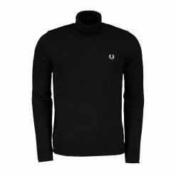 Presa 🥰 FRED PERRY MAGLIONE DOLCEVITA IN LANA E COTONE Nero 🤩
