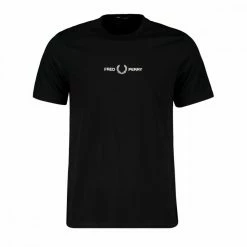 Il più economico 👏 FRED PERRY T-SHIRT LOGO EMBROIDERED Nero 👏