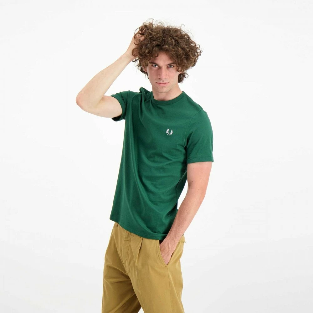 Nuovo di zecca 😍 FRED PERRY T-SHIRT BASIC RINGER Verde 🥰 6 Nuovo di zecca 😍 FRED PERRY T-SHIRT BASIC RINGER Verde 🥰 - immagine 4