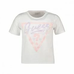 Vendita calda 🔥 GUESS T-SHIRT CROP LOGO BAMBINA Bianco 💯