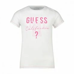 Offerte 👏 GUESS T-SHIRT LOGO GLITTER BAMBINA Bianco ✨