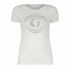 Presa ⭐ GUESS T-SHIRT STRETCH NEW LOGO CERCHIO DONNA Bianco 🧨