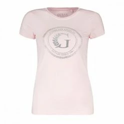 Acquistare 🔔 GUESS T-SHIRT STRETCH NEW LOGO CERCHIO DONNA Rosa ⌛