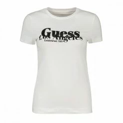 Promo ✨ GUESS T-SHIRT STRETCH APPLICAZIONI STRASS DONNA Bianco 🎉
