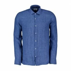 Buono ✨ HANG ON CAMICIA IN LINO COLLO FRANCESE Blu 🌟