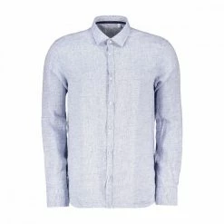 Bilancio 💯 HANG ON CAMICIA IN LINO COLLO FRANCESE Azzurro ⭐