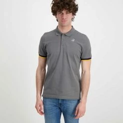 Acquistare 😉 K-WAY POLO VINCENT CONTRASTO Grigio 😀 -Offerte Novità Negozio k way k008j50 polo vincent contrasto casual uomo 045520501 x5r 3