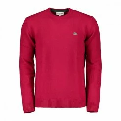 Vendita all'ingrosso 💯 LACOSTE MAGLIONE GIROCOLLO IN LANA MERINO Bordeaux ❤️