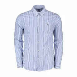 Sconto 🎉 LACOSTE CAMICIA PIN POINT RIGA Azzurro ❤️