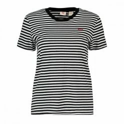 Vendita lampo 😉 LEVI'S T-SHIRT PERFECT A RIGHE DONNA Bianco, Nero 🎉