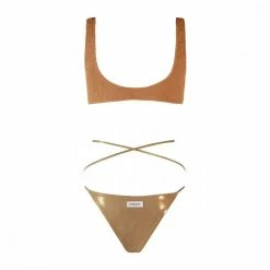 Migliore vendita 😀 MATINEÉ BIKIINI BRALETTE GOFFRATO E SILP LAMINATO DONNA Oro ❤️ -Offerte Novità Negozio matine cb3100 bikiini bralette goffrato silp lamin donna mare donna 045075501 oro 4