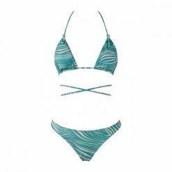 Promo 🧨 MATINEÉ 👙 BIKINI TRIANGOLO LACCETTI E SLIP DONNA Azzurro 🌟