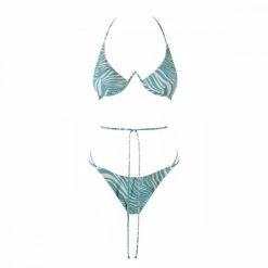 Offerte 😉 MATINEÉ 👙 BIKINI TRIANGOLO FERRETTO E SLIP LACCI DONNA Azzurro 🎁