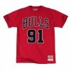 Presa ❤️ MITCHELL & NESS T-SHIRT NAME NUMBER RODMAN 91 BULLS Rosso 🤩 -Offerte Novità Negozio mitchell ness bnn3cw19045 t shirt name number rodman 91 bulls abbigliamento basket uomo 045376401 red 1