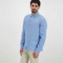 Migliore vendita 😉 PEUTEREY CAMICIA COLLO FRANCESE IN LINO VINTEX Azzurro 🥰 -Offerte Novità Negozio peuterey peu4286 camicia collo francese in lino vintex casual uomo 045019501 270 3