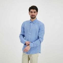 Migliore vendita 😉 PEUTEREY CAMICIA COLLO FRANCESE IN LINO VINTEX Azzurro 🥰 -Offerte Novità Negozio peuterey peu4286 camicia collo francese in lino vintex casual uomo 045019501 270 5