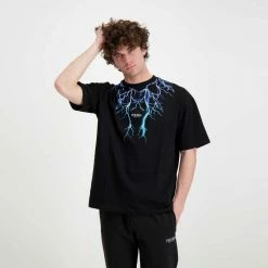 Promo ❤️ PHOBIA T-SHIRT LIGHTNING Nero 👍 -Offerte Novità Negozio phobia ph 1bbllb t shirt fulmini street style uomo 044745001 bbllb 4