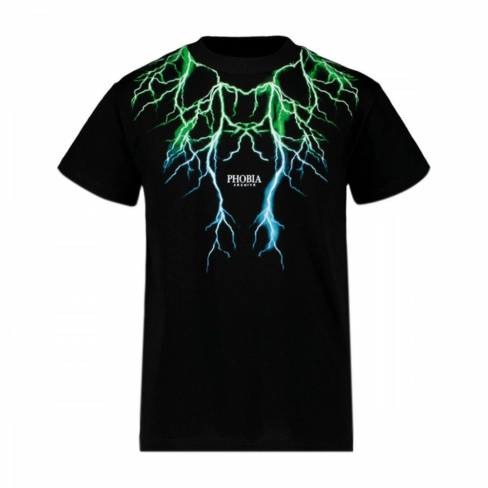 Nuovo 💯 PHOBIA T-SHIRT LIGHTNING BAMBINO Nero 🤩 3 Nuovo 💯 PHOBIA T-SHIRT LIGHTNING BAMBINO Nero 🤩