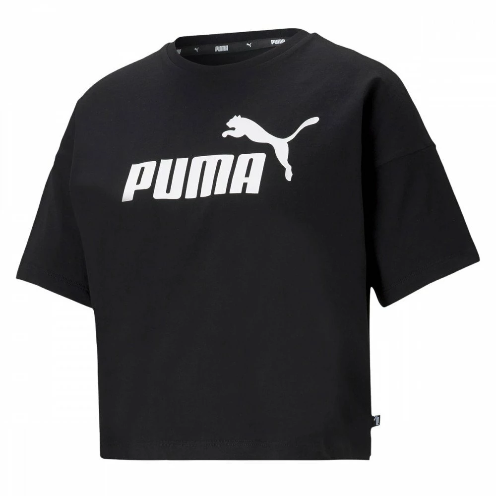 Promo ⭐ PUMA T-SHIRT CROP ESSENTIAL LOGO DONNA Nero 😍 3 Promo ⭐ PUMA T-SHIRT CROP ESSENTIAL LOGO DONNA Nero 😍