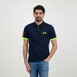 Offerte 😀 SUN 68 POLO MACRO LOGO FLUO Blu 🥰 -Offerte Novità Negozio sun 68 a32120 polo macro logo fluo casual uomo 044817001 07 5