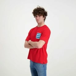 Miglior prezzo 🎁 SUN 68 T-SHIRT TASCHINO A RIGHE Rosso 😍 -Offerte Novità Negozio sun 68 t32102 t shirt taschino a righe casual uomo 044863701 30 4