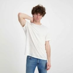 I primi 10 🤩 SUN 68 T-SHIRT IN LINO Bianco ✨ -Offerte Novità Negozio sun 68 t32136 t shirt in lino casual uomo 044820501 01 4