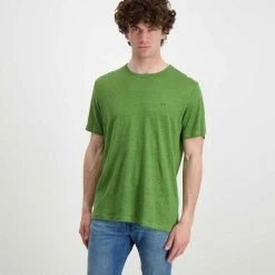 Il più economico ✔️ SUN 68 T-SHIRT IN LINO Verde ✔️ -Offerte Novità Negozio sun 68 t32136 t shirt in lino casual uomo 044820701 19 2