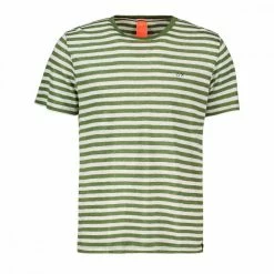Sconto 💯 SUN 68 T-SHIRT IN LINO A RIGHE Bianco, Verde ❤️