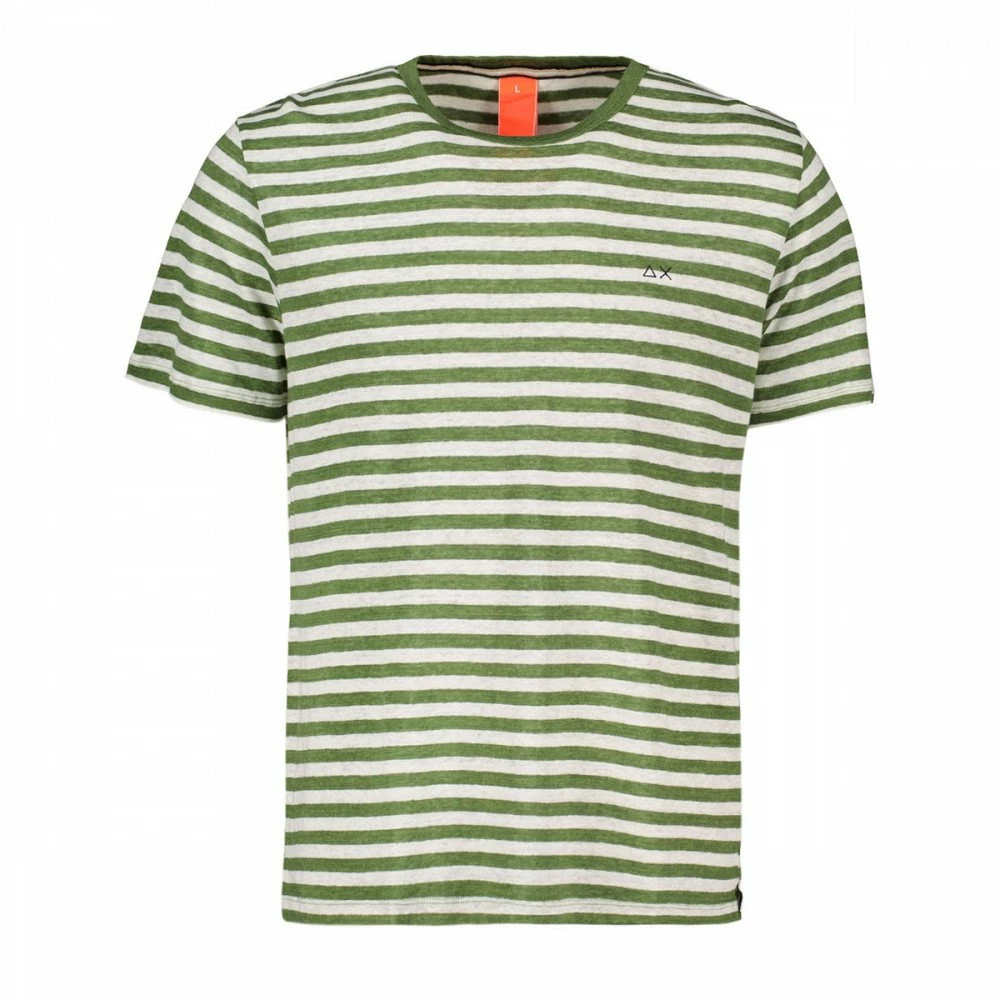 Sconto 💯 SUN 68 T-SHIRT IN LINO A RIGHE Bianco, Verde ❤️ 3 Sconto 💯 SUN 68 T-SHIRT IN LINO A RIGHE Bianco, Verde ❤️