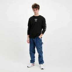 Nuovo 🎉 TOMMY 👖 JEANS MAGLIA MANICA LUNGA HOMESPUN GRAPHIC Nero 🥰 -Offerte Novità Negozio tommy jeans dm0dm12422 maglia manica lunga homespun graphic casual uomo 045117501 bds 6