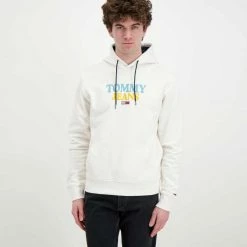 Migliore vendita 💯 TOMMY 👖 JEANS FELPA CON CAPPUCCIO ENTRY Bianco 👏 -Offerte Novità Negozio tommy jeans dm0dm12941 felpa con cappuccio entry casual uomo 045111301 ybh 3