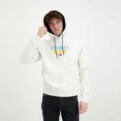 Migliore vendita 💯 TOMMY 👖 JEANS FELPA CON CAPPUCCIO ENTRY Bianco 👏 -Offerte Novità Negozio tommy jeans dm0dm12941 felpa con cappuccio entry casual uomo 045111301 ybh 5
