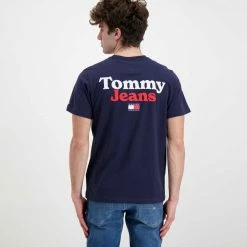 Presa 🎁 TOMMY 👖 JEANS T-SHIRT LOGO RETRO Blu ⭐ -Offerte Novità Negozio tommy jeans dm0dm13293 t shirt back graphic casual uomo 045112101 c87 4